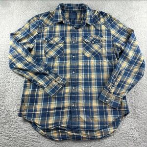 Lucky Brand Blue and Tan Checkered Shirt